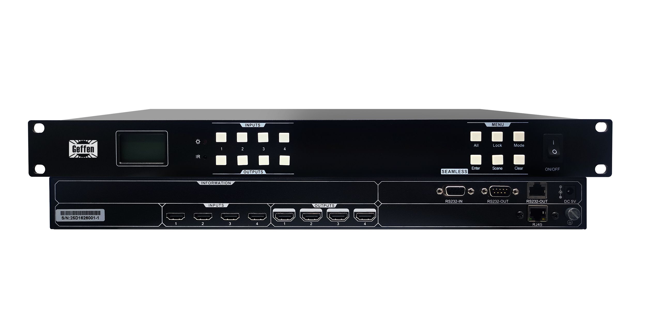 4K30 HDMI 4×4 Seamless HD Matrix Switch with Display Screen