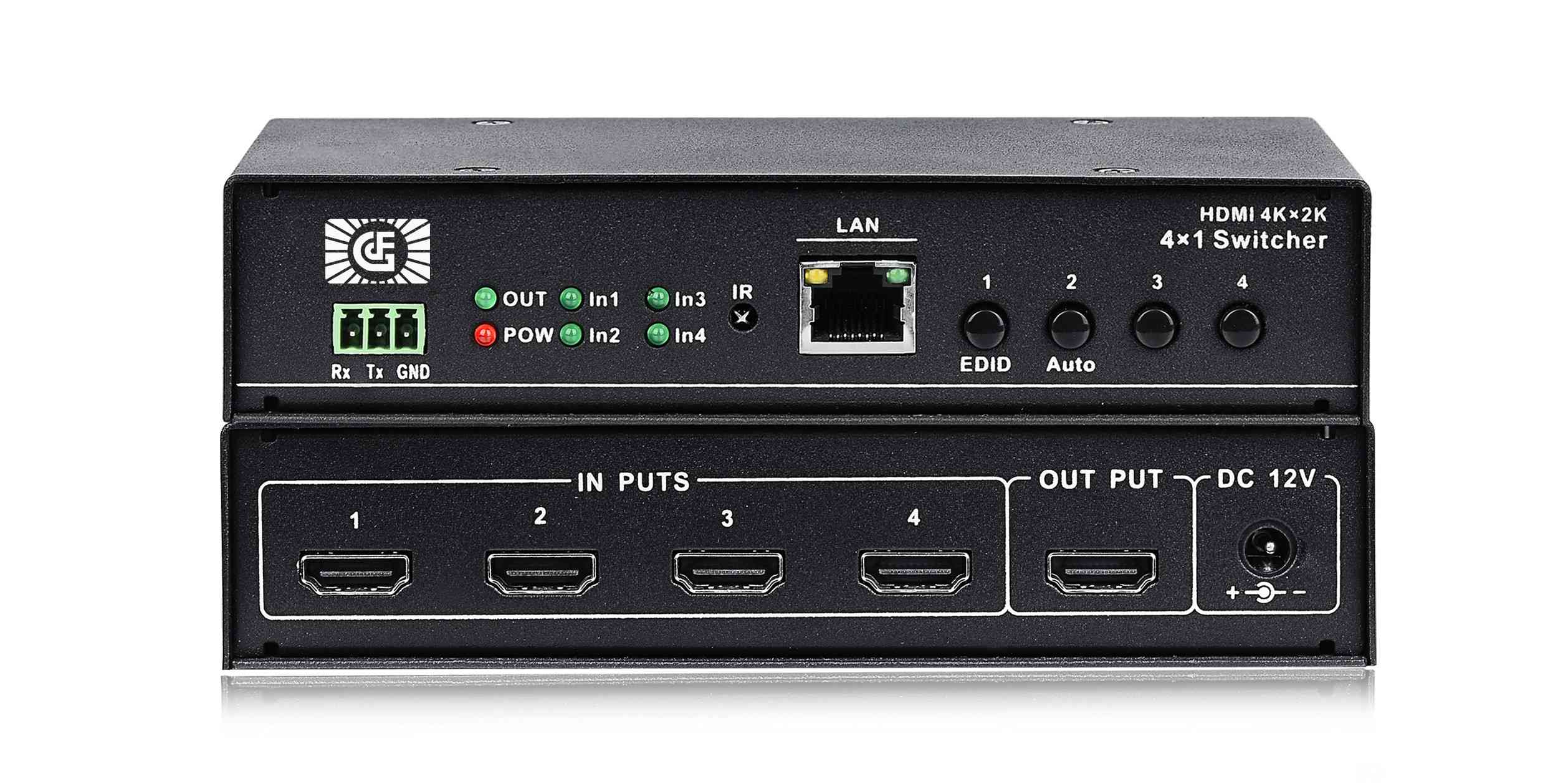 HDMI switcher 4 in and 1 out with network control