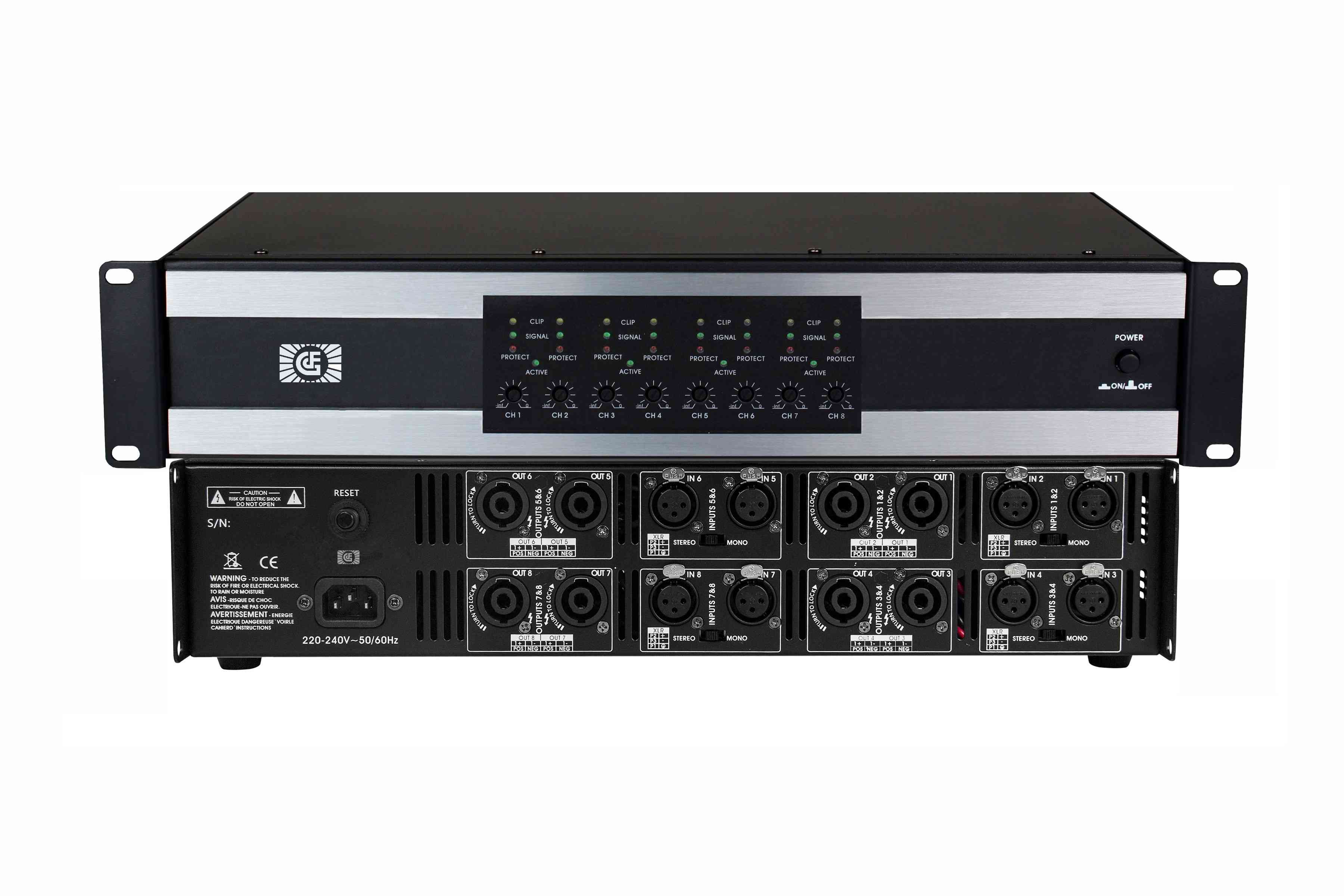 8-channel professional amplifier